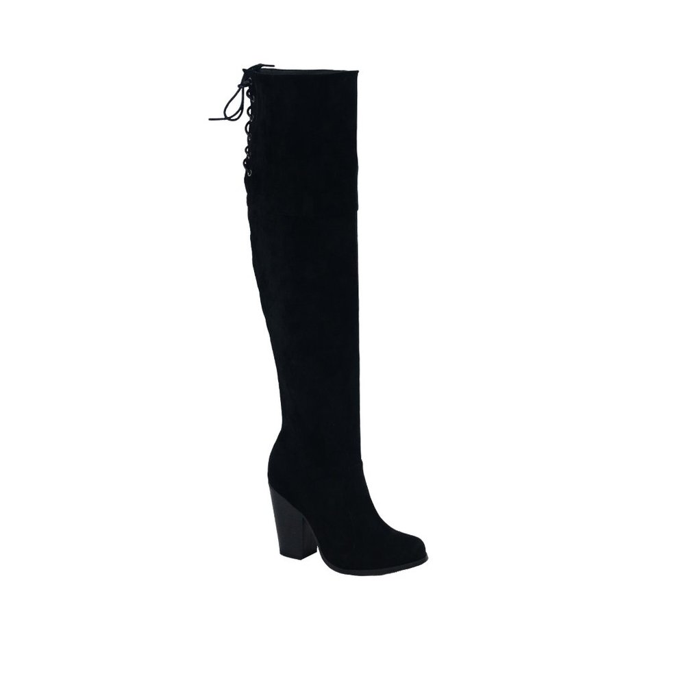 Chase & Chloe Max-2 Women's Over The Knee Thigh High Suede Chunky Heel B…